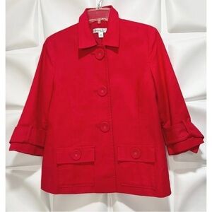 Coldwater Creek Sz 8 Red Blazer m Jacket Lined Womens Nautical